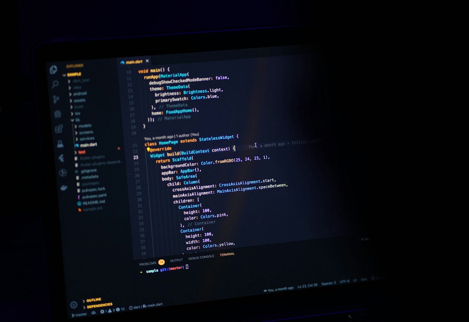 Analytics on a dark screen